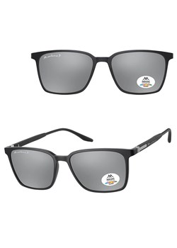Czarne prostokątne okulary przeciwsłoneczne z polaryzacją z flexami lustrzane MP186A - id: 9004 - marki Montana - 185965708 Czarne prostokątne okulary przeciwsłoneczne z polaryzacją z flexami lustrzane MP186A ze sklepu Stylion w kategorii Okulary przeciwsłoneczne męskie - zdjęcie 185965708
