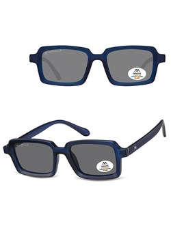 Granatowe prostokątne okulary przeciwsłoneczne z polaryzacją MP57D ze sklepu Stylion w kategorii Okulary przeciwsłoneczne męskie - zdjęcie 185965759