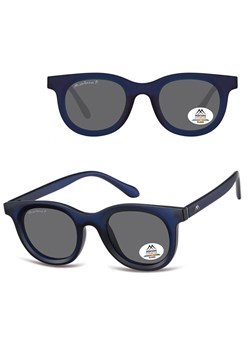Granatowe owalne okulary przeciwsłoneczne z polaryzacją MP61D ze sklepu Stylion w kategorii Okulary przeciwsłoneczne damskie - zdjęcie 185965766