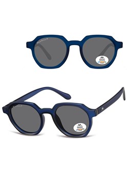 Granatowe owalne okulary przeciwsłoneczne z polaryzacją MP62D ze sklepu Stylion w kategorii Okulary przeciwsłoneczne męskie - zdjęcie 185965778