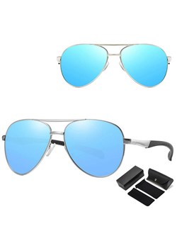 Męskie Przeciwsłoneczne okulary pilotki z polaryzacją STL53 srebrne/niebieskie ze sklepu Stylion w kategorii Okulary przeciwsłoneczne męskie - zdjęcie 185965889