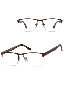 Małe męskie okulary na żyłkę oprawki korekcyjne zerówki 877C brązowe ze sklepu Stylion w kategorii Okulary korekcyjne męskie - zdjęcie 185966035