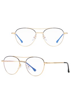 Damskie okulary pilotki zerówki do komputera Blue Light 25167A złote ze sklepu Stylion w kategorii Oprawki do okularów męskich - zdjęcie 185966245