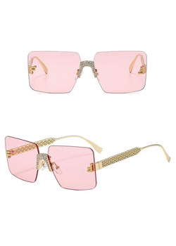 Damskie bezramkowe okulary przeciwsłoneczne z filtrem UV400 - SRP-01F róż/złoty ze sklepu Stylion w kategorii Okulary przeciwsłoneczne damskie - zdjęcie 185966276