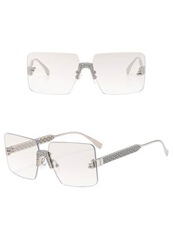 Damskie bezramkowe okulary przeciwsłoneczne z filtrem UV400 - SRP-01G mleczny/srebrny ze sklepu Stylion w kategorii Okulary przeciwsłoneczne damskie - zdjęcie 185966277