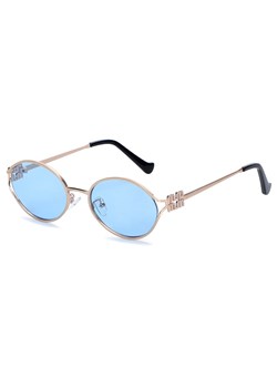 Damskie okulary przeciwsłoneczne owalne UV400 SKK-05F złoty/niebieski - id: 9578 - marki Stylion - 185966288 Damskie okulary przeciwsłoneczne owalne UV400 SKK-05F złoty/niebieski ze sklepu Stylion w kategorii Okulary przeciwsłoneczne damskie - zdjęcie 185966288