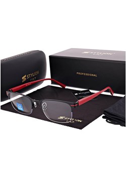 Męskie okulary +0.50 do czytania i komputera Blue Light+Antyrefleks STL281 czarny/czerwony ze sklepu Stylion w kategorii Okulary korekcyjne męskie - zdjęcie 185966418