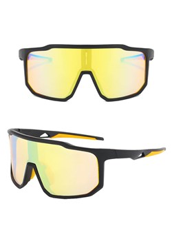 Sportowe okulary przeciwsłoneczne lustrzane STS-02F czarny/żółty ze sklepu Stylion w kategorii Okulary przeciwsłoneczne męskie - zdjęcie 185966465