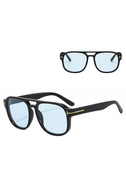 Okulary przeciwsłoneczne pilotki STL64C czarny/niebieski ze sklepu Stylion w kategorii Okulary przeciwsłoneczne damskie - zdjęcie 185966468
