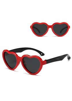 Dziecięce 2-4 lata gumowe okulary przeciwsłoneczne polaryzacyjne serce POL-JR-65E czerwony/czarny ze sklepu Stylion w kategorii Okulary zerówki męskie - zdjęcie 185966495