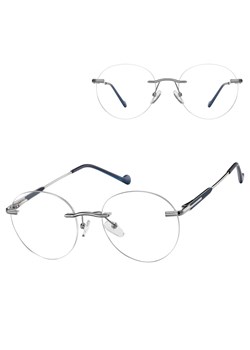 Bezramkowe oprawki korekcyjne okulary zerówki patentki na teleskopach 870D srebrny/granatowy ze sklepu Stylion w kategorii Oprawki do okularów damskie - zdjęcie 185966736