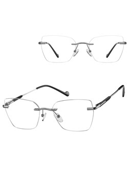 Bezramkowe oprawki korekcyjne okulary zerówki patentki na teleskopach 872B srebrny/czarny ze sklepu Stylion w kategorii Okulary korekcyjne damskie - zdjęcie 185966746