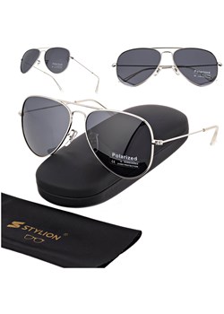 Okulary przeciwsłoneczne z polaryzacją pilotki POL-3026 srebrny/czarny ze sklepu Stylion w kategorii Okulary przeciwsłoneczne damskie - zdjęcie 185966859