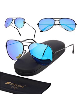 Okulary przeciwsłoneczne z polaryzacją pilotki POL-3026H czarny/niebieski ze sklepu Stylion w kategorii Okulary przeciwsłoneczne męskie - zdjęcie 185966865