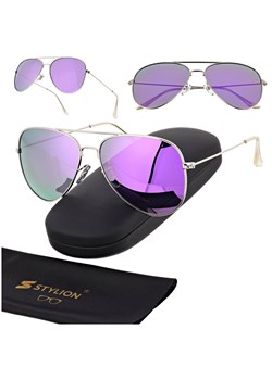 Okulary przeciwsłoneczne z polaryzacją pilotki POL-3026K srebrny/fiolet ze sklepu Stylion w kategorii Okulary przeciwsłoneczne damskie - zdjęcie 185966867