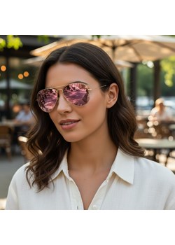 Okulary przeciwsłoneczne z polaryzacją pilotki POL-3026G złoty/różowy ze sklepu Stylion w kategorii Okulary przeciwsłoneczne damskie - zdjęcie 185966875