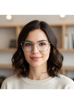 Damskie okulary PREMIUM zerówki Blue Light+Antyrefleks STL285 złoty/zielony ze sklepu Stylion w kategorii Oprawki do okularów damskie - zdjęcie 185966878