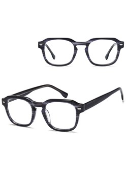 Okulary acetatowe oprawki korekcyjne zerówki kwadratowe AC380D szary/czarny - id: 10221 - marki Sunoptic - 185966906 Okulary acetatowe oprawki korekcyjne zerówki kwadratowe AC380D szary/czarny ze sklepu Stylion w kategorii Oprawki do okularów damskie - zdjęcie 185966906
