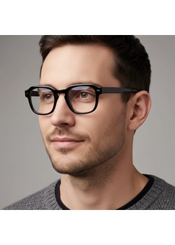 Okulary acetatowe oprawki korekcyjne zerówki kwadratowe AC380 czarne ze sklepu Stylion w kategorii Oprawki do okularów damskie - zdjęcie 185966908
