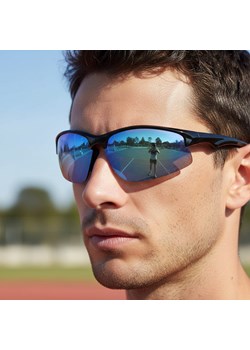 Sportowe okulary przeciwsłoneczne lustrzane ZSPD855 black/blue ze sklepu Stylion w kategorii Okulary przeciwsłoneczne męskie - zdjęcie 185966918