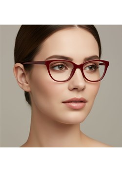 Damskie okulary acetatowe oprawki korekcyjne zerówki kocie AC394E bordowy ze sklepu Stylion w kategorii Okulary zerówki męskie - zdjęcie 185966955