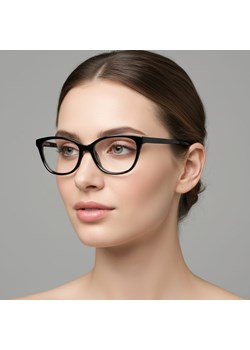 Damskie okulary acetatowe oprawki korekcyjne zerówki kocie AC394 czarne ze sklepu Stylion w kategorii Oprawki do okularów damskie - zdjęcie 185966956