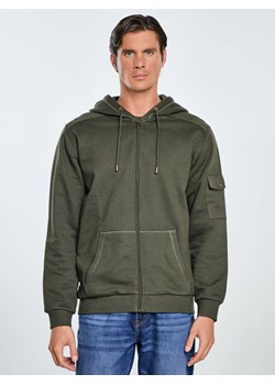 Bluza męska rozpinana z kapturem khaki Jagmur 303 ze sklepu Big Star w kategorii Bluzy męskie - zdjęcie 185967745