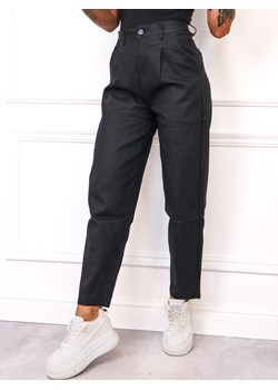 SPODNIE WOSKOWANE MOM FIT- CZARNE ze sklepu olika.com.pl w kategorii Spodnie damskie - zdjęcie 185968458