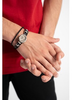 Bransoletka skórzana z metalowymi elementami, rozmiar -  r2, kolor - czarny ze sklepu REPORTER w kategorii Biżuteria i zegarki dziecięce - zdjęcie 185968565