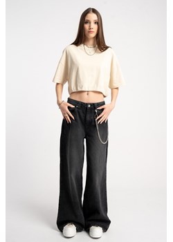 Czarne spodnie jeansowe wide leg, kolor - denim, rozmiar - 170 ze sklepu REPORTER w kategorii Spodnie dziewczęce - zdjęcie 185968726