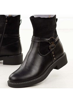 Czarne płaskie botki damskie M.Daszyński Sa252-12 ze sklepu suzana.pl w kategorii Botki - zdjęcie 185970497