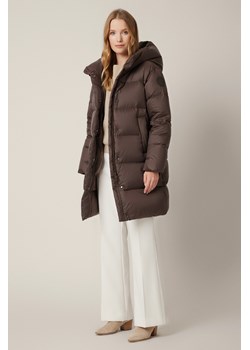 Kurtka Puchowa Brązowa z Kapturem Gregoria ze sklepu Lancerto S.A. w kategorii Kurtki i płaszcze damskie - zdjęcie 185972917