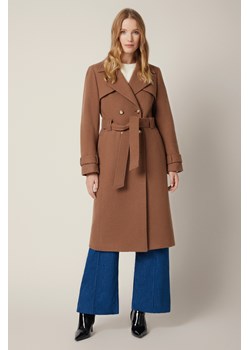 Płaszcz Jasnobrązowy z Wełną Dwurzędowy Damski Eloria ze sklepu Lancerto S.A. w kategorii Płaszcze damskie - zdjęcie 185972938