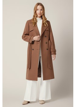 Płaszcz Jasnobrązowy z Wełną Dwurzędowy Damski Mistelle ze sklepu Lancerto S.A. w kategorii Płaszcze damskie - zdjęcie 185972939