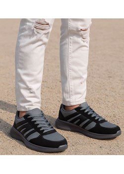 Buty sportowe męskie Sznurowane szaro czarne /B2-1 117789 T382/ ze sklepu Pantofelek24.pl w kategorii Buty sportowe męskie - zdjęcie 185987068