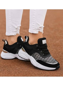 Wiązane damskie czarne obuwie sportowe /G4-1 15797 T293/ ze sklepu Pantofelek24.pl w kategorii Buty sportowe damskie - zdjęcie 185987189