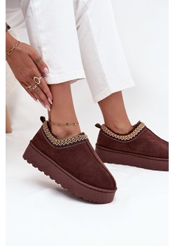 Damskie Śniegowce Platforma Haft Czekoladowe Taliah ze sklepu ZAZOO w kategorii Śniegowce damskie - zdjęcie 185992545