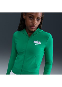 Damska bluza z kapturem, długim rękawem i zamkiem na całej długości Nike - Zieleń ze sklepu Nike poland w kategorii Bluzy damskie - zdjęcie 185994639