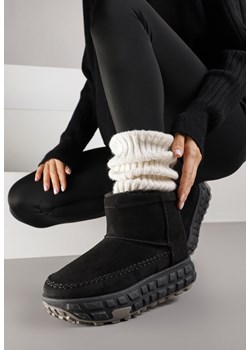 Czarne Śniegowce na Platformie Ozdobionej Tłoczeniem Apinelle - id: JD-11-38-BLACK - marki Renee - 185997277 Czarne Śniegowce na Platformie Ozdobionej Tłoczeniem Apinelle ze sklepu renee.pl w kategorii Śniegowce damskie - zdjęcie 185997277