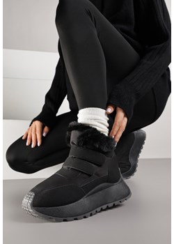 Czarne Sneakersy Śniegowce Vices z Futerkiem na Platformie Zapinane na Rzep Nelosena ze sklepu renee.pl w kategorii Buty sportowe damskie - zdjęcie 185997305