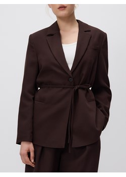 Reserved - Marynarka z wiązaniem - ciemnobrązowy ze sklepu Reserved w kategorii Marynarki damskie - zdjęcie 185999258