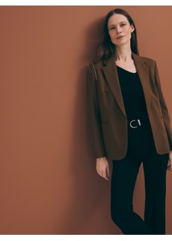 Reserved - Marynarka z domieszką wełny - brązowy - id: 125EN-82X - marki Reserved - 185999349 Reserved - Marynarka z domieszką wełny - brązowy ze sklepu Reserved w kategorii Marynarki damskie - zdjęcie 185999349