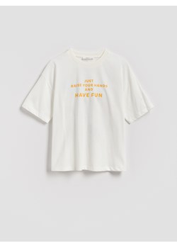 Reserved - T-shirt z nadrukiem - złamana biel ze sklepu Reserved w kategorii T-shirty chłopięce - zdjęcie 185999936