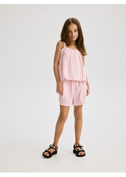 Reserved - Szorty w paski - pastelowy róż ze sklepu Reserved w kategorii Spodenki dziewczęce - zdjęcie 186002656