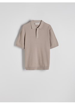 Reserved - Strukturalny sweter polo - beżowy ze sklepu Reserved w kategorii Swetry męskie - zdjęcie 186003008