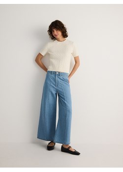 Reserved - Jeansy wide leg z przeszyciami - niebieski - id: YS052-50J - marki Reserved - 186003458 Reserved - Jeansy wide leg z przeszyciami - niebieski ze sklepu Reserved w kategorii Jeansy damskie - zdjęcie 186003458