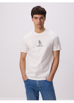 Reserved - T-shirt regular z haftem - złamana biel ze sklepu Reserved w kategorii T-shirty męskie - zdjęcie 186003639