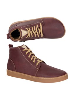Buty damskie zimowe barefoot skórzane Z-B04 bordowe ze sklepu butyolivier w kategorii Botki - zdjęcie 186004518
