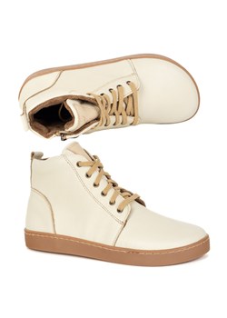 Buty damskie zimowe barefoot skórzane Z-B04 ecru ze sklepu butyolivier w kategorii Botki - zdjęcie 186004519