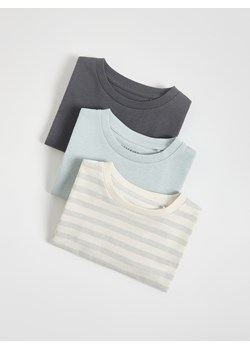 Reserved - Bawełniany longsleeve 3 pack - złamana biel ze sklepu Reserved w kategorii T-shirty chłopięce - zdjęcie 186005705